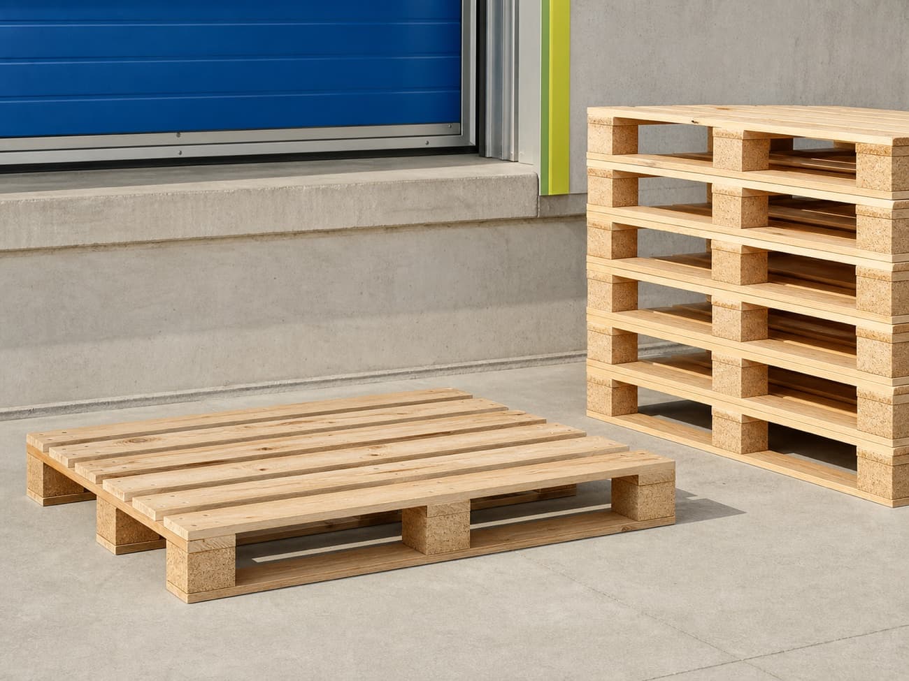 A pallet at a loading dock